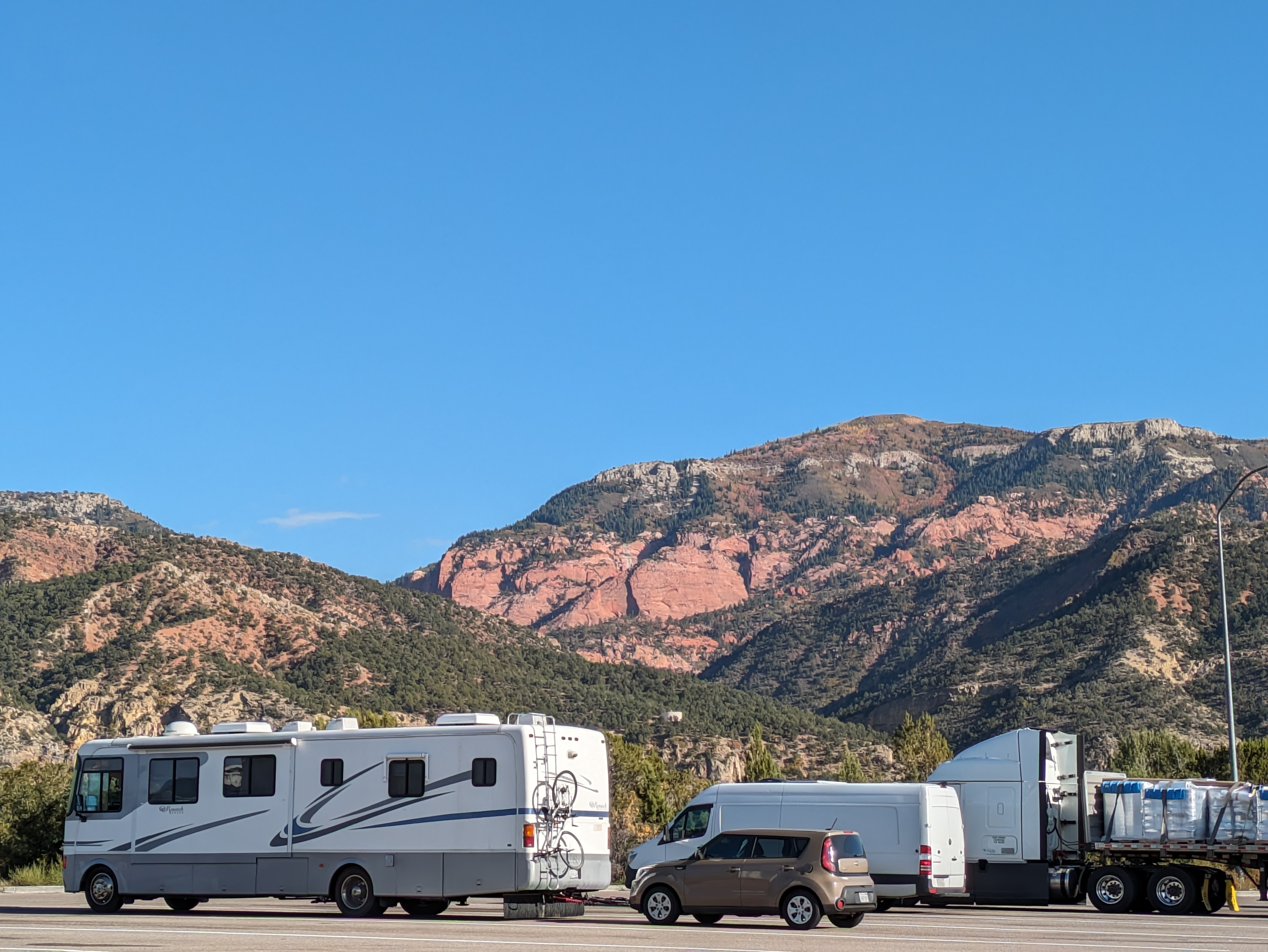 RV with Kia Soul attached for towing
