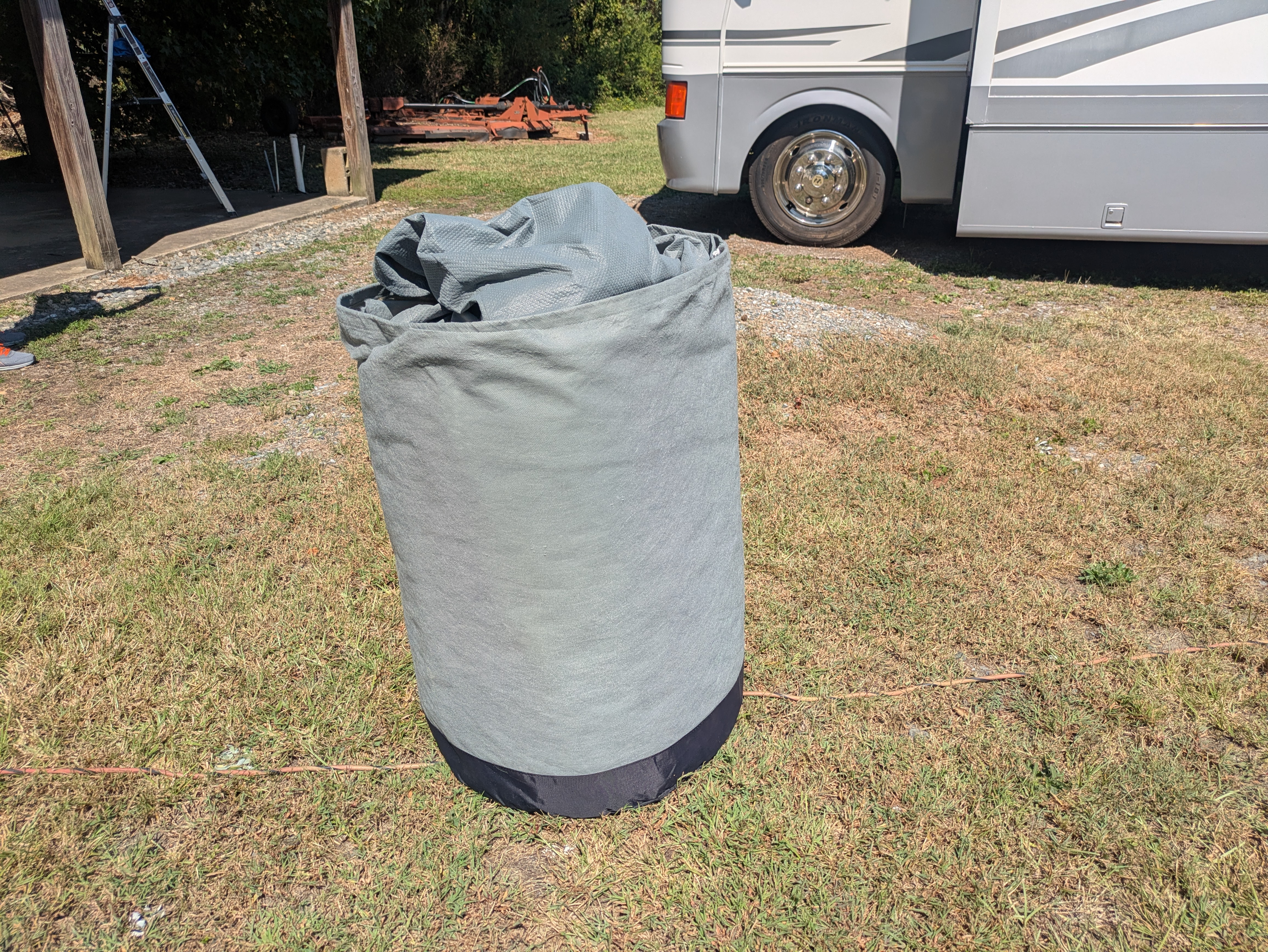 RV exterior with cover/awning